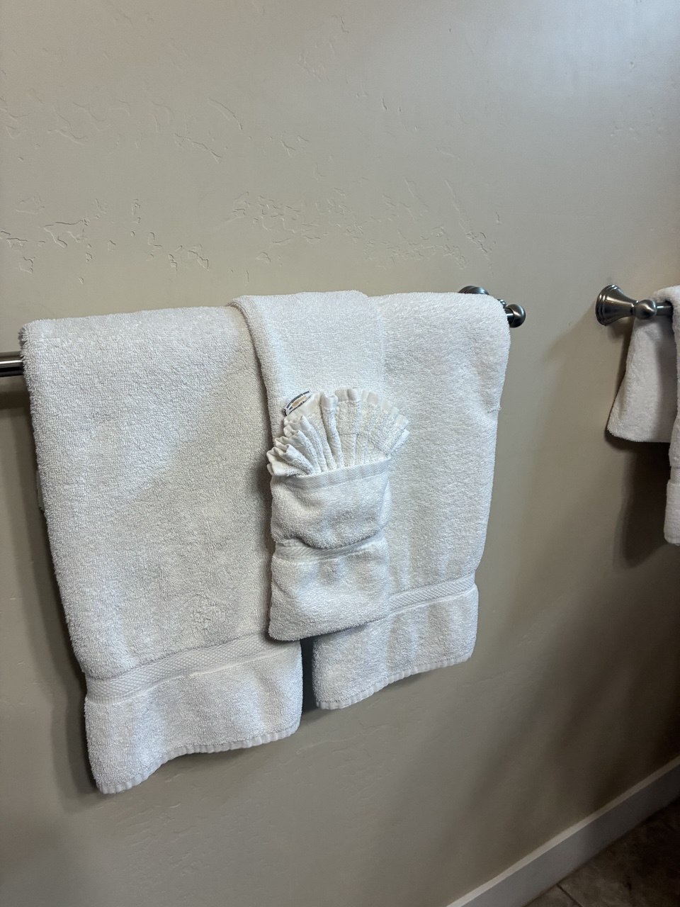 Elegant towel display for vacation rental